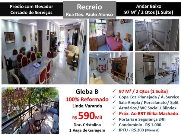 Apto Recreio Gleba B Paulo Alonso 97M²