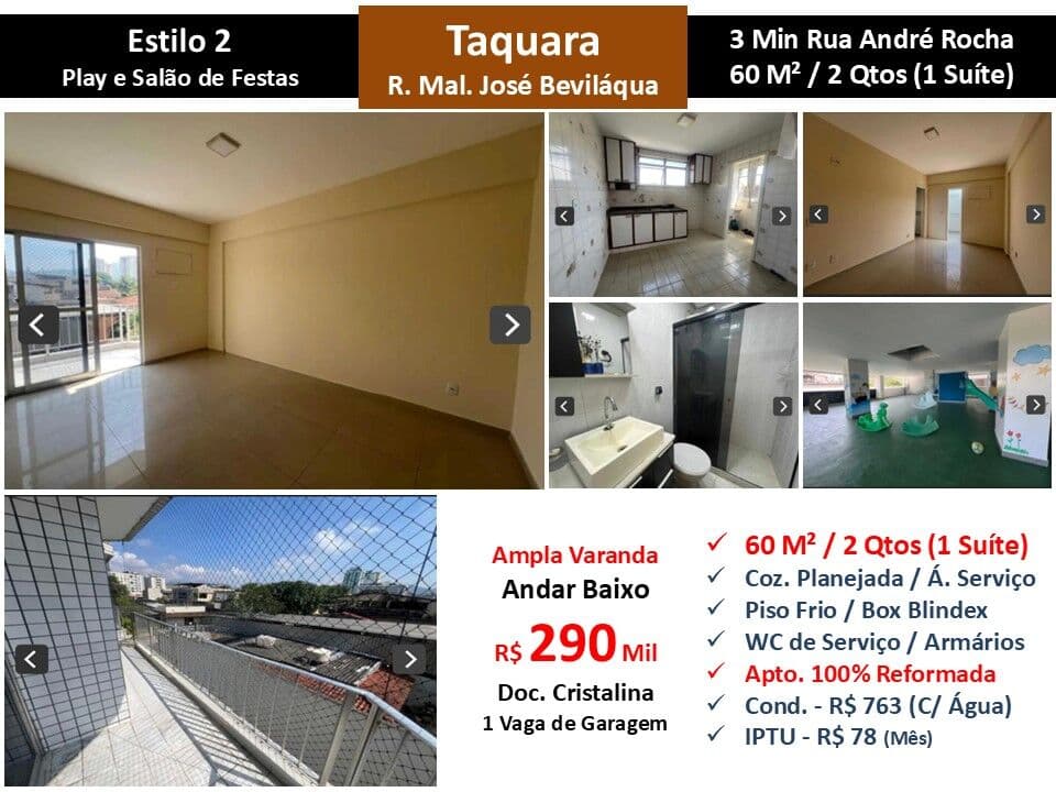 Apto JPA Taquara Mal. José Beviláqua Estilo 2 60M²