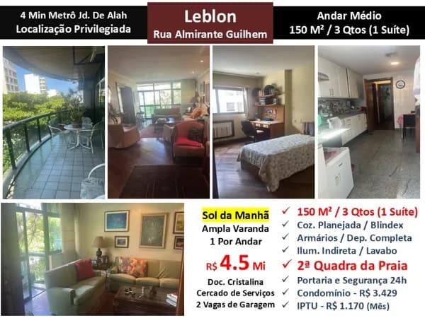 Apto Leblon Almirante Guilhem 150M²