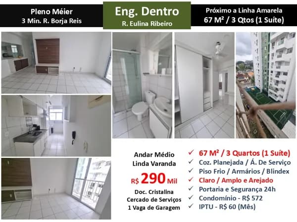 Apto Eng. Novo Eulina Ribeiro Pleno Méier 67M²