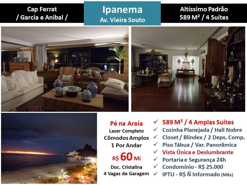 Apto Ipanema Praia Vieira Souto Cap Ferrat 589M²