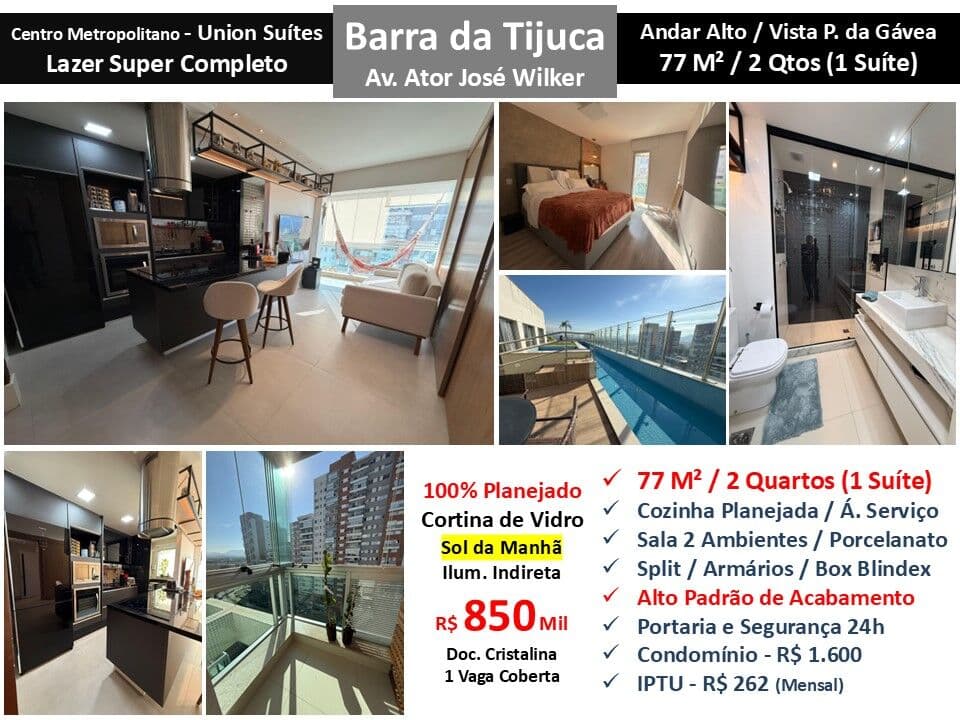 Apto Barra Olímpica Centro Metropolitano Union Suítes 77M²