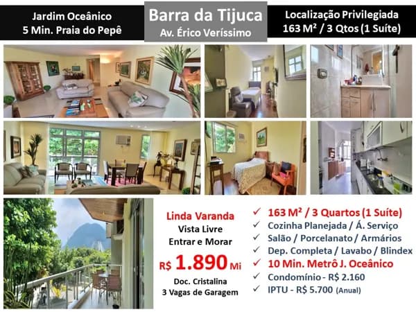 Apto Barra da Tijuca JO Érico Veríssimo 163M²