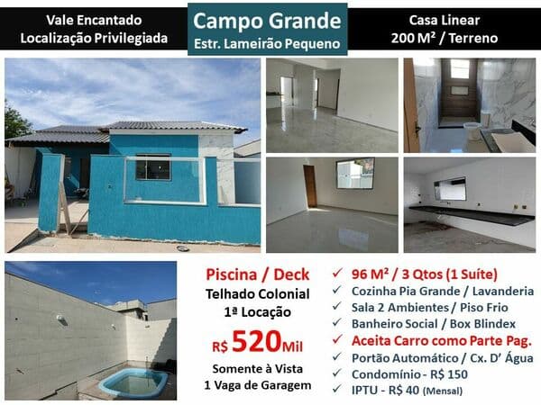 Casa Campo Grande Vale Encantado 96M² Linear