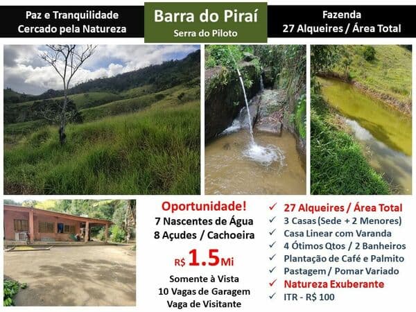 Fazenda Barra do Pirai 27 Alqueires