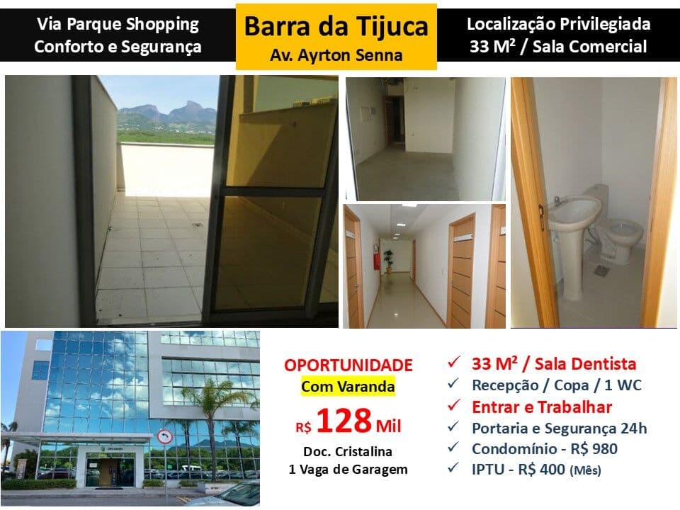 Sala Barra da Tijuca Via Parque 33M²