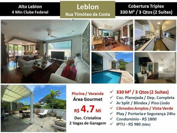 Cob Leblon Timóteo da Costa Alto Leblon 330M²