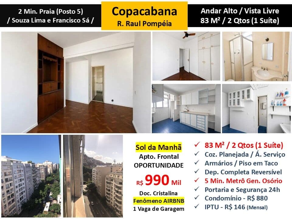 Apto Copacabana Raul Pompéia 83M²