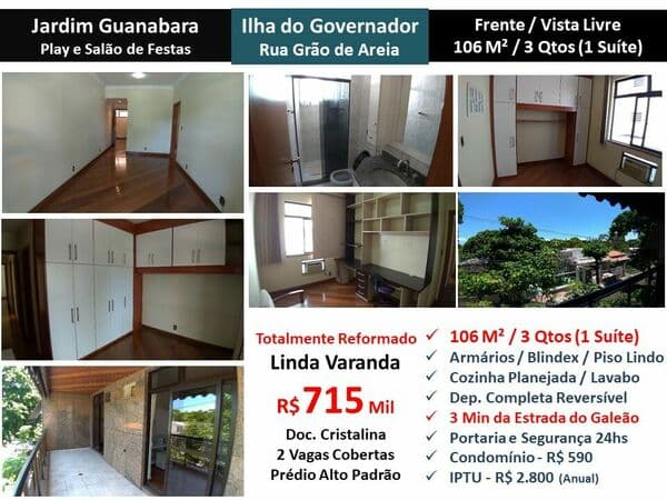 Apto Ilha do Governador Jd Guanabara 106M²