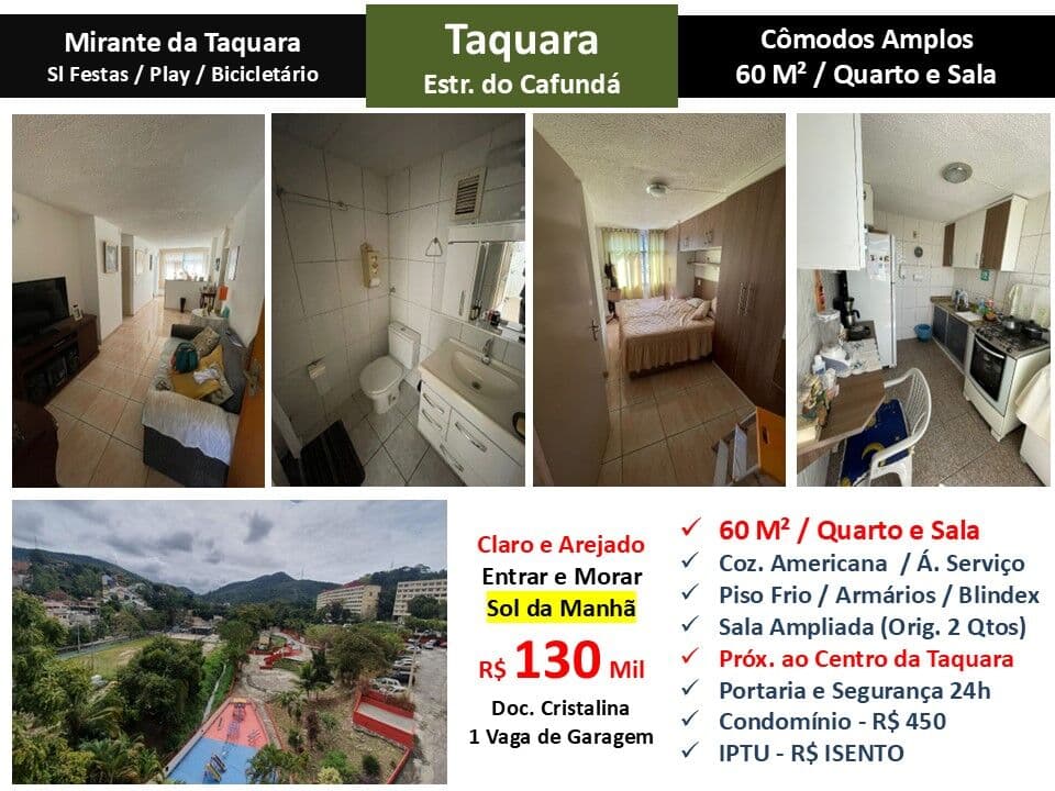 Apto JPA Taquara Cafundá Mirante da Taquara 60M²
