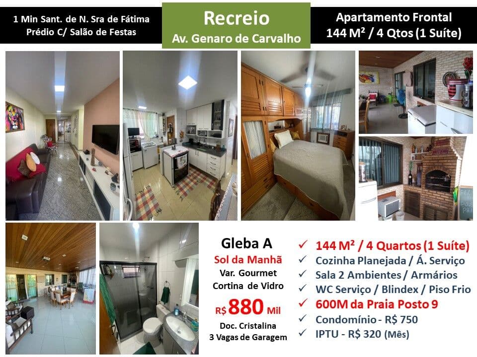 Apto Recreio Gleba A Genaro de Carvalho 144M²