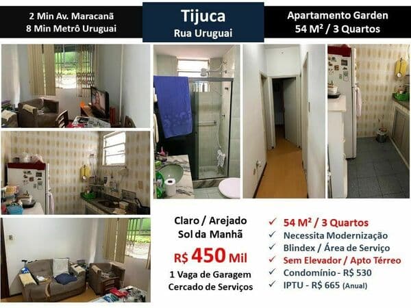 Apto Tijuca Uruguai 54M²