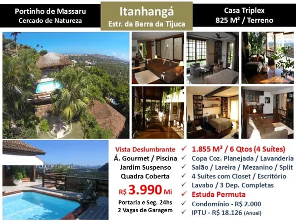 Casa Barra da Tijuca Itanhangá Portinho de Massaru 1855M²