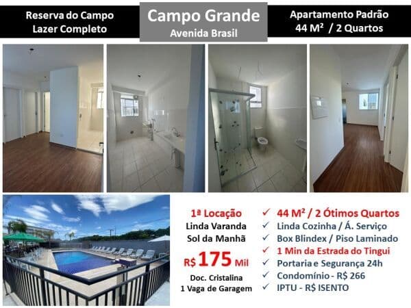Apto Campo Grande Avenida Brasil Reserva do Campo 44M²