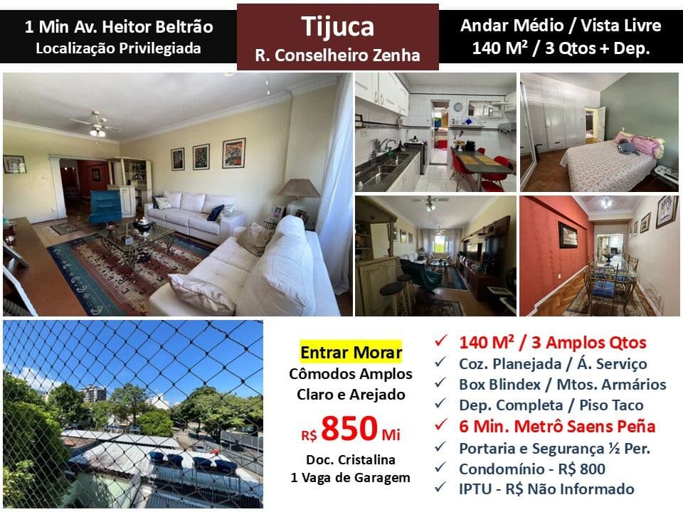 Apto Tijuca Conselheiro Zenha 140M²