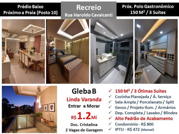 Apto Recreio Gleba B Haroldo Cavalcanti 150M²