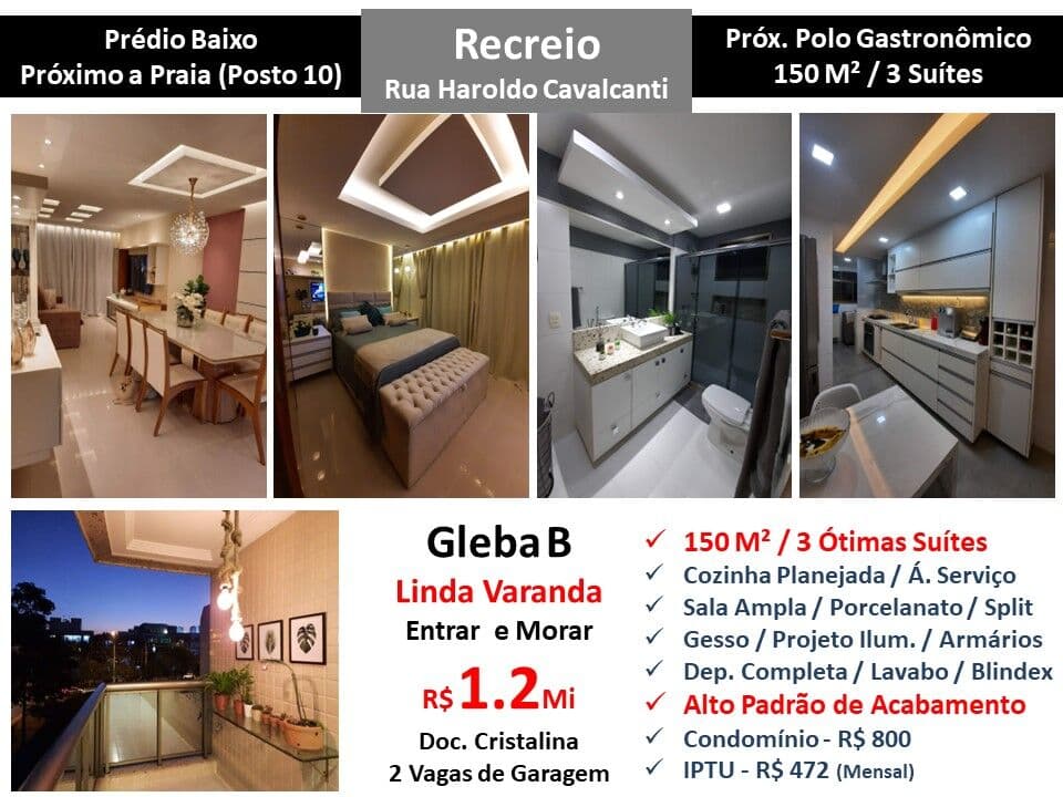 Apto Recreio Gleba B Haroldo Cavalcanti 150M²
