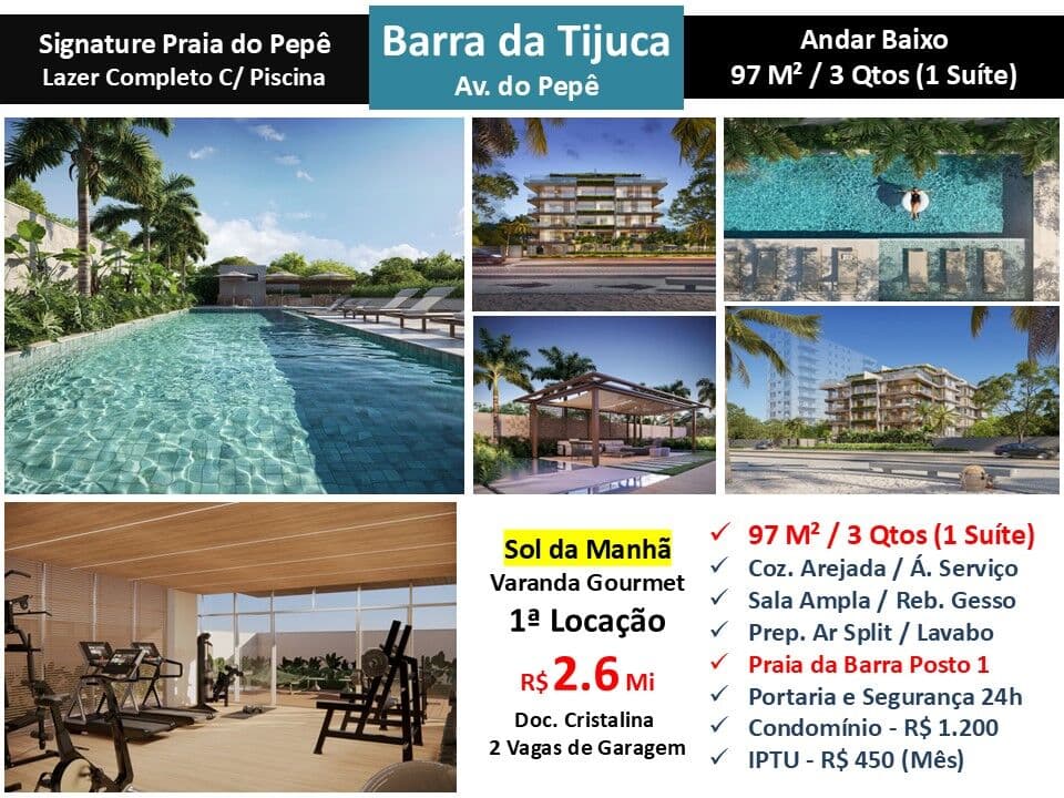 Apto Barra da Tijuca JO Signature Praia do Pepê 97M²