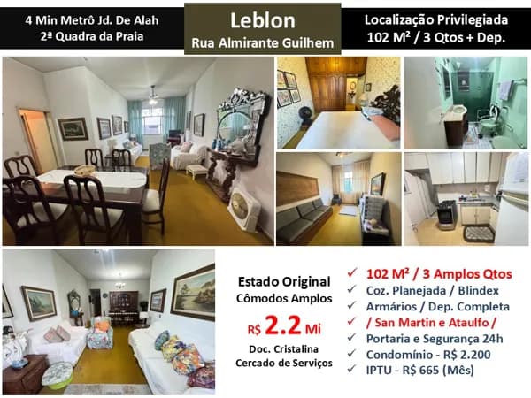 Apto Leblon Almirante Guilhem 102M²
