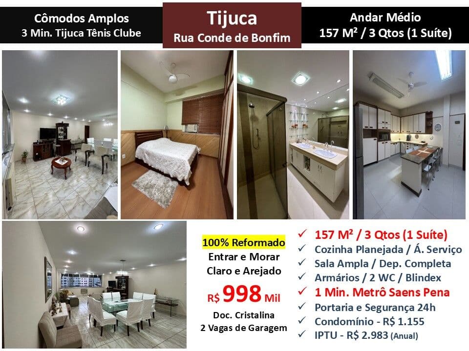 Apto Tijuca Conde de Bonfim 157M²