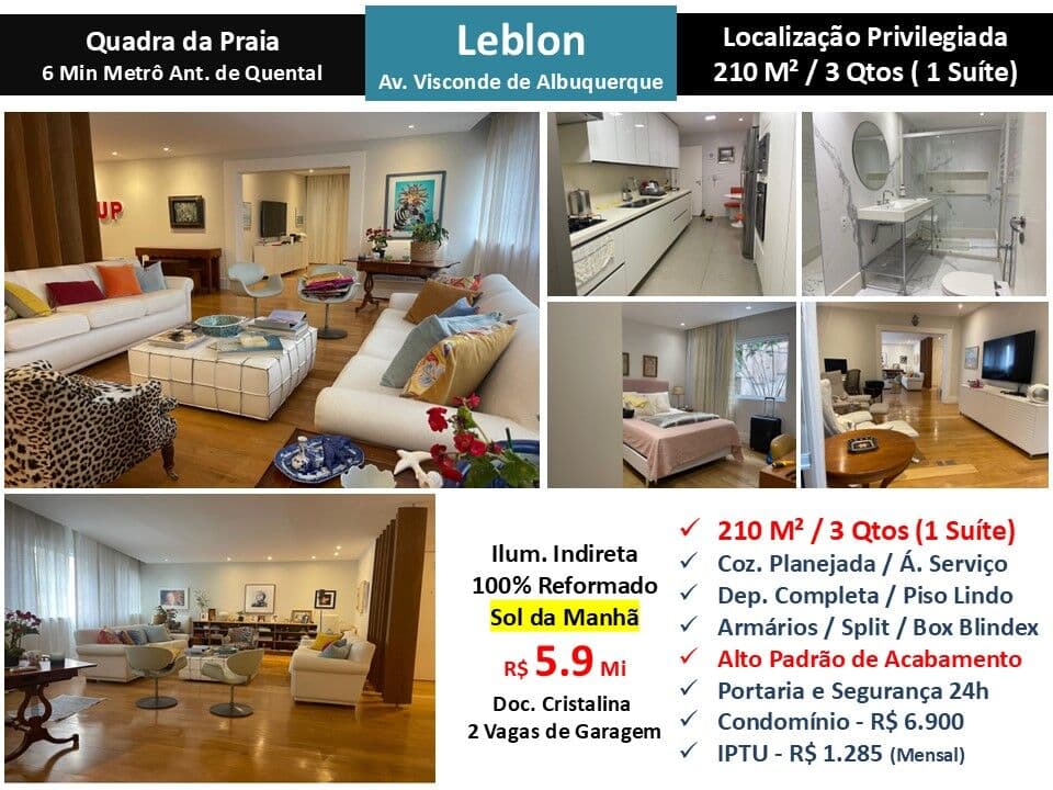 Apto Leblon Visconde de Albuquerque 210M²
