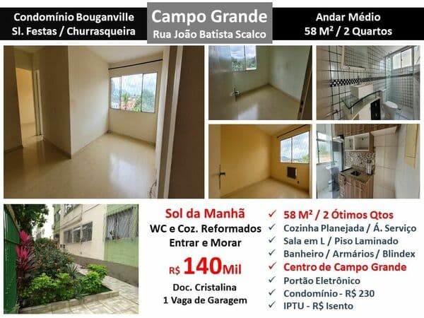 Apto Campo Grande Bouganville 58M²