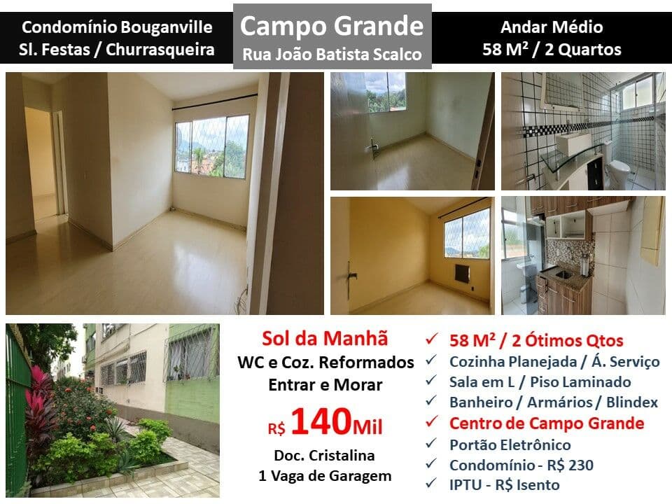 Apto Campo Grande Bouganville 58M²