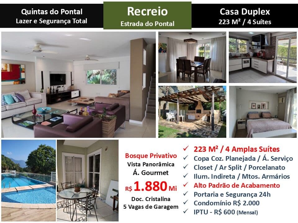 Casa Recreio Quintas do Pontal 223M²
