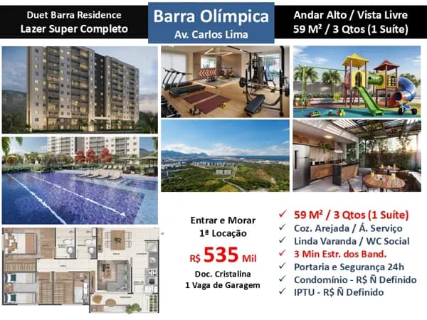 Apto Barra Olímpica Carlos Lima Duet Barra Residence 59M²