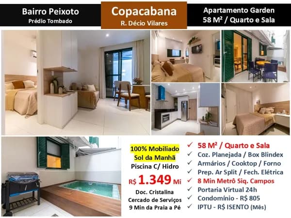 Apto Copacabana Décio Vilares 58M² Garden