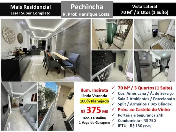Apto JPA Pechincha Mais Residencial 70M²
