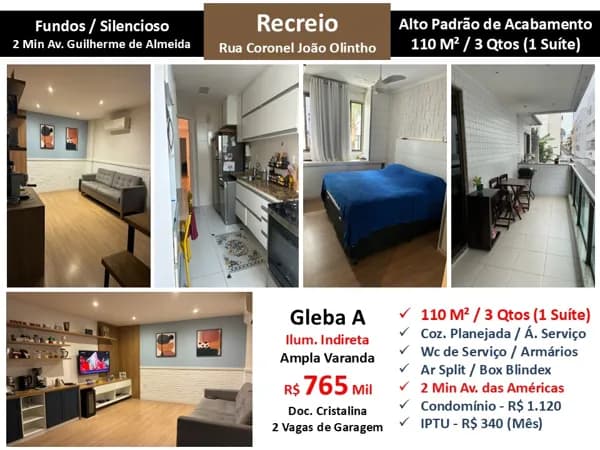 Apto Recreio Gleba A João Olintho 110M²