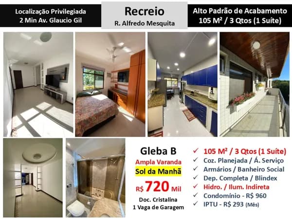 Apto Recreio Gleba B Alfredo Mesquita 105M²