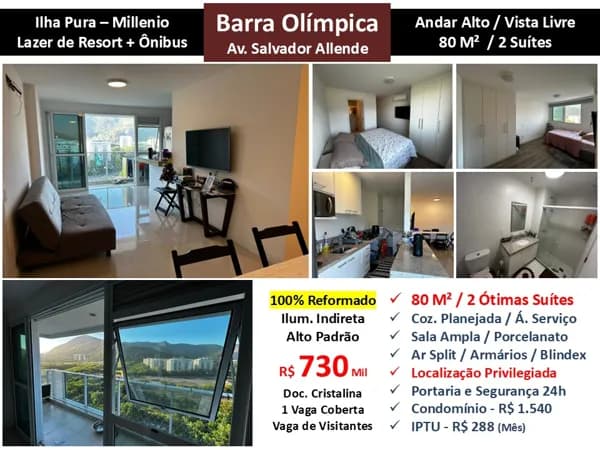 Apto Barra Olímpica Ilha Pura Milenio 80M²