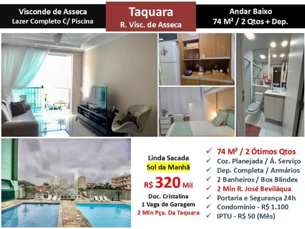 Apto JPA Taquara Visconde de Asseca 74M²