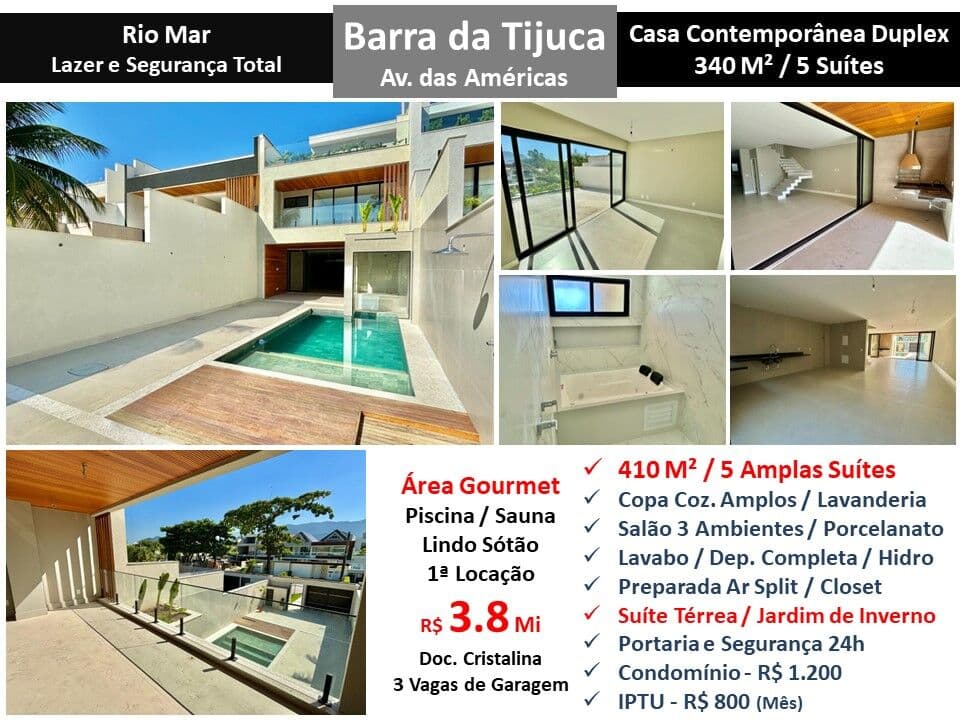 Casa Barra da Tijuca Rio Mar 340M² 2