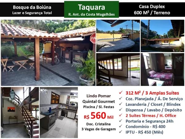 Casa JPA Taquara Bosque da Boiúna 312M²