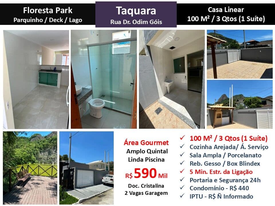 Casa JPA Taquara Dr. Odim Góis Floresta Park 100M² Linear