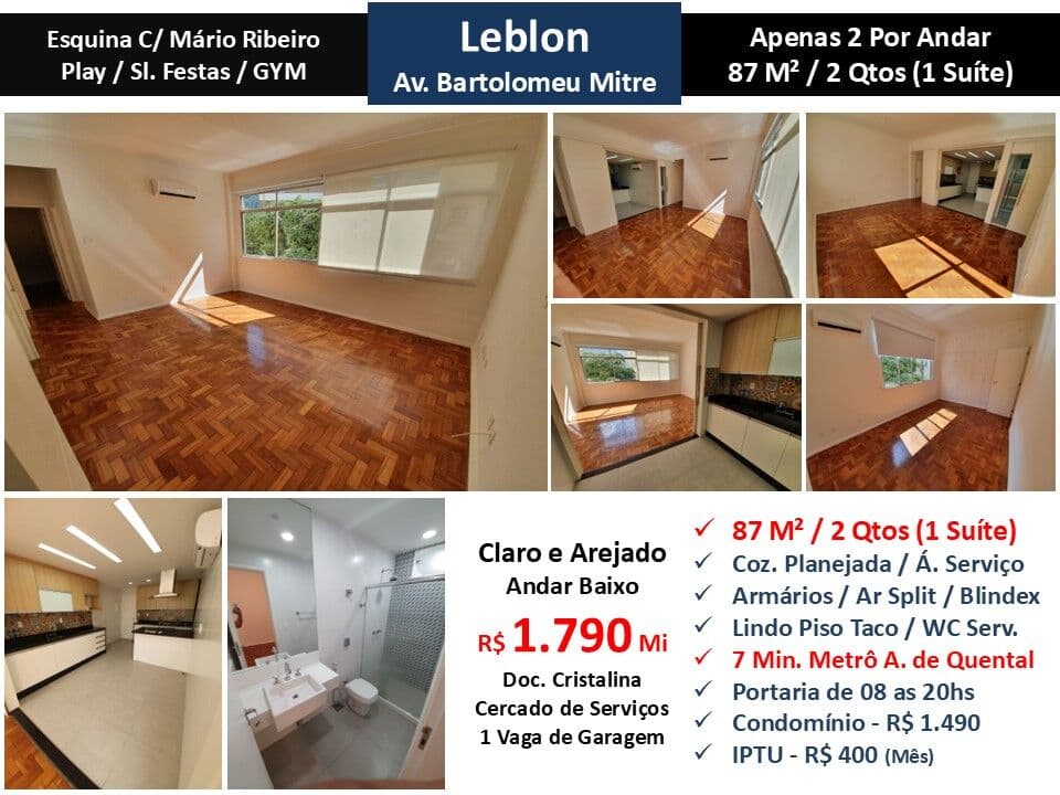 Apto Leblon Bartolomeu Mitre 87M²