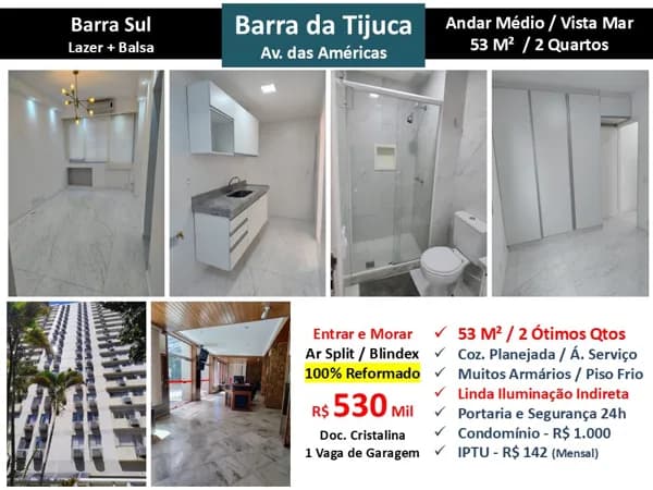 Apto Barra da Tijuca Barra Sul Pontões 53M²