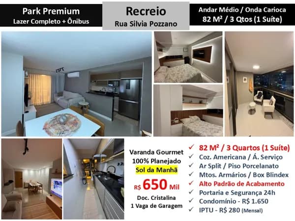 Apto Recreio Zico Park Premium 82M²