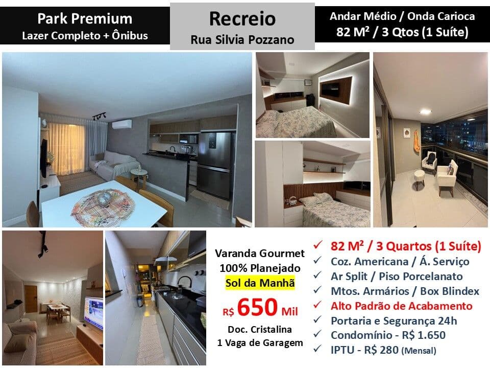 Apto Recreio Zico Park Premium 82M²