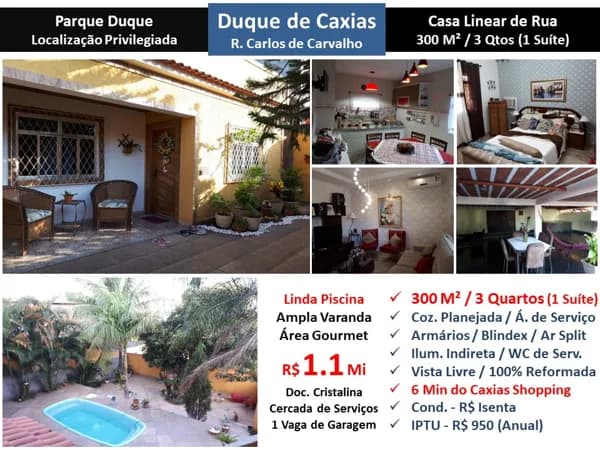 Casa Caxias Carlos de Carvalho 300M² Linear