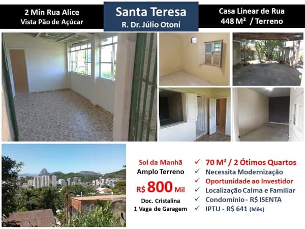 Casa Santa Tereza Dr. Júlio Otoni 70M² Linear