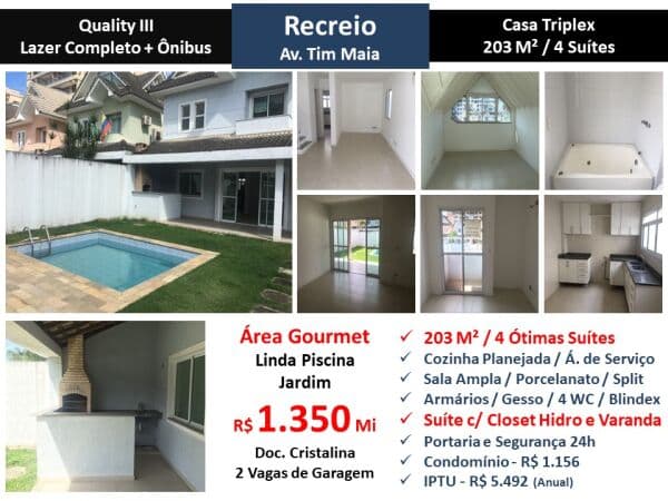 Casa Recreio Zico Quality 3 203M²