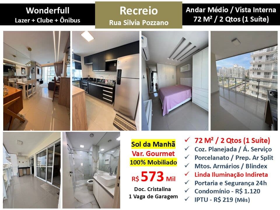 Apto Recreio Zico Wonderfull 72M²