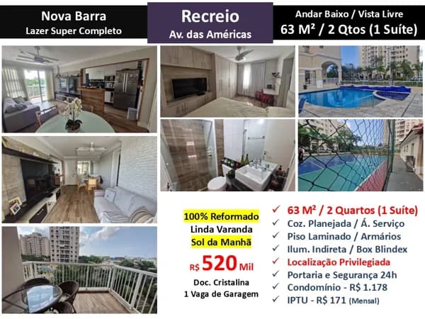 Apto Recreio Nova Barra 63M²