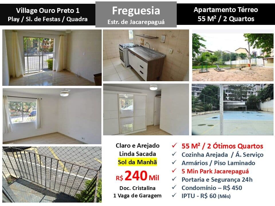 Apto JPA Freguesia Village Ouro Preto 1 55M²