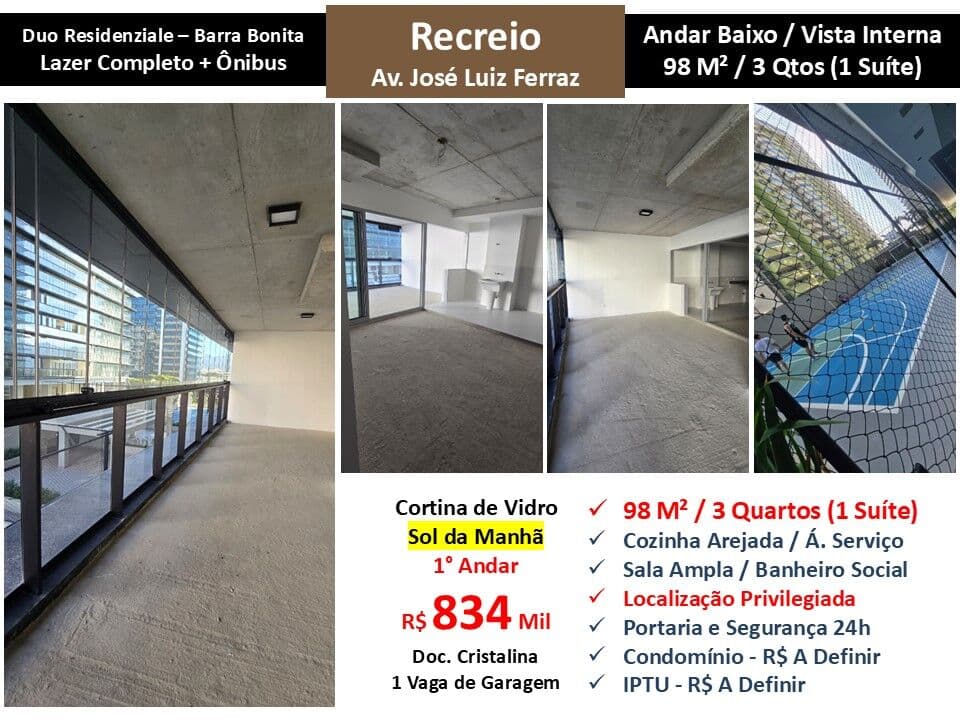 Apto Recreio Barra Bonita Duo Residenziale 98M²