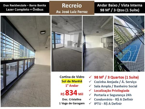 Apto Recreio Barra Bonita Duo Residenziale 98M²